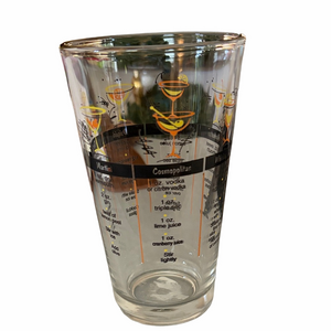Libby vintage Cocktail Recipe/ mixing glass with Colorful Design.